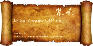 Nika Annunciáta névjegykártya